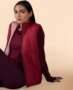 Sleeveless Reversible Puffer Jacket Pink/Burgundy