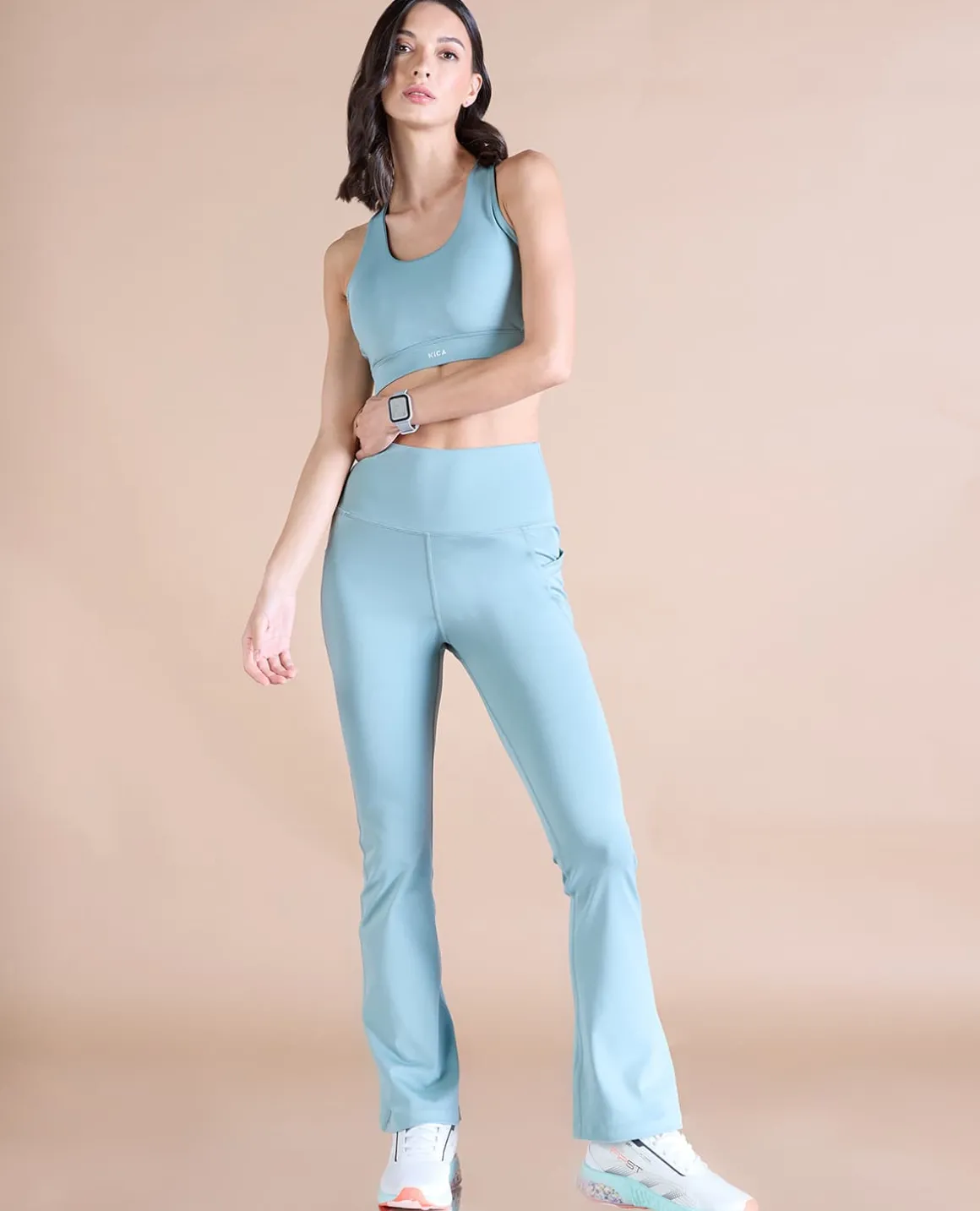 Strappy Bra & Flare Pant - Surf Green