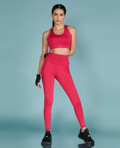 Strappy Bra & Second Skin Leggings Set - Pink