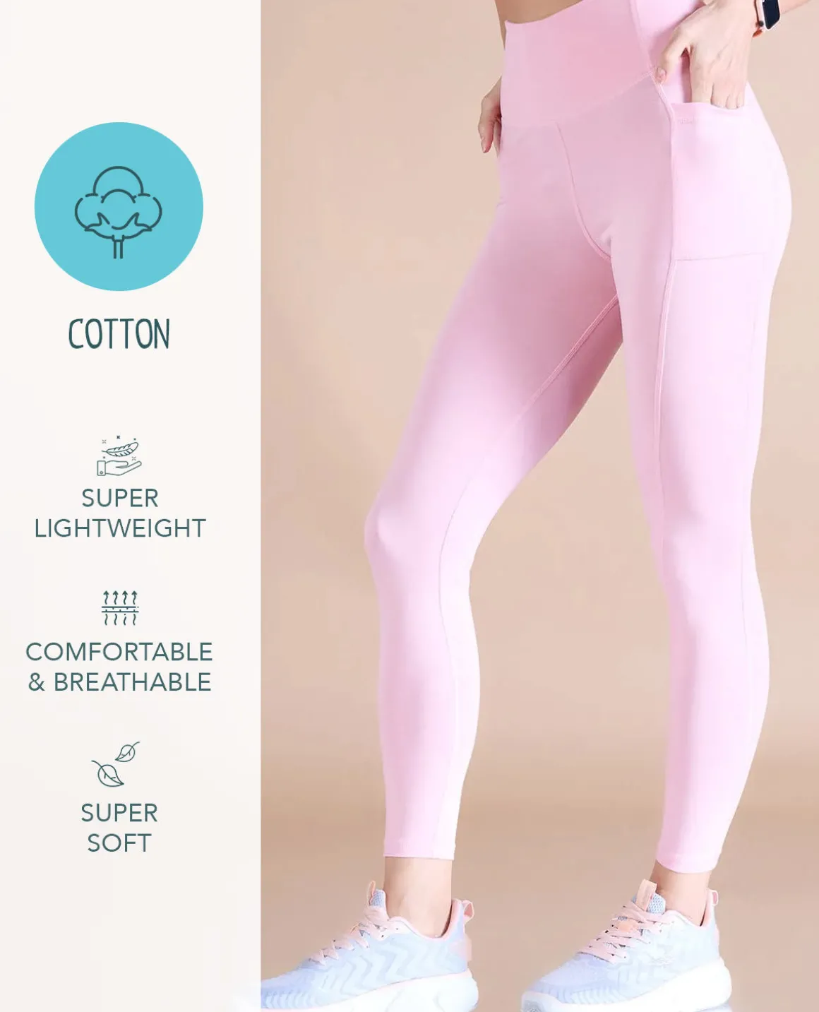 Women Cotton Stretchable Leggings with Pockets