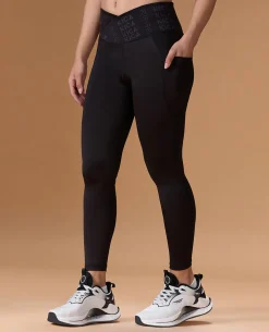 Women Cross Waist Mid Rise Leggings