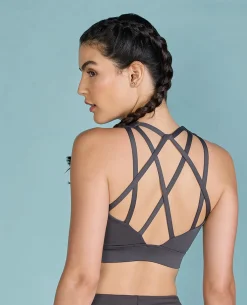 Women Fashionable Strappy Sports Bra with Removable Pads