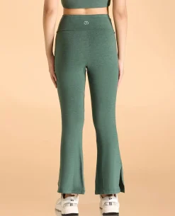 Women High Waist Cotton Side Slit Flared Pants