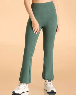 Women High Waist Cotton Side Slit Flared Pants
