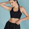 Women Mid Impact Zip Sports Bra with Removable Pads