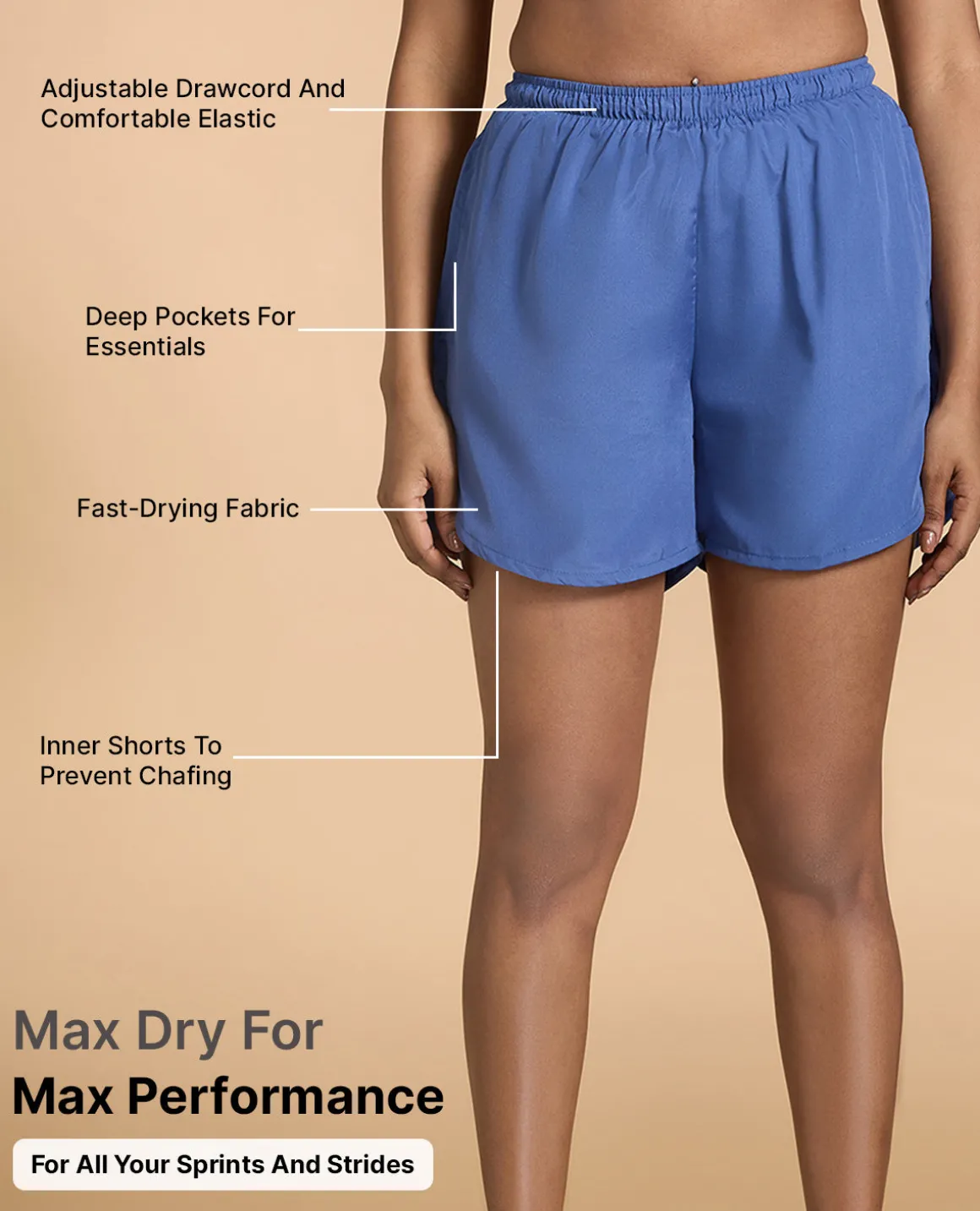 Women Running Stride Sports Shorts