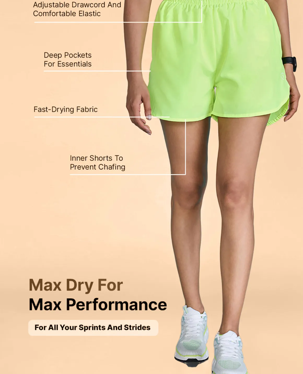 Women Running Stride Sports Shorts