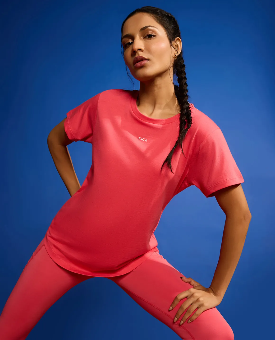 Women Solid Cotton Essential Hip Covering Top Apple