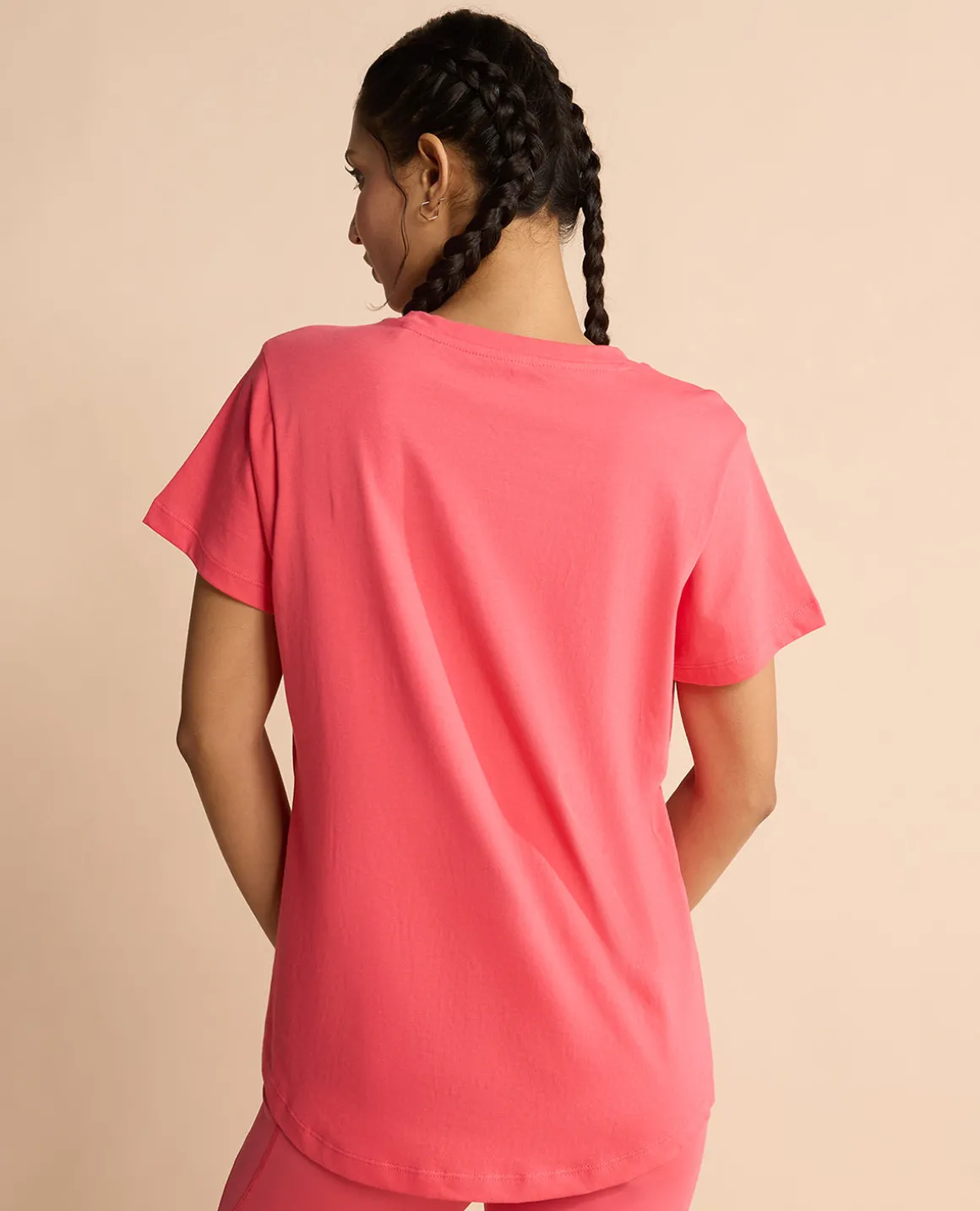 Women Solid Cotton Essential Hip Covering Top Apple