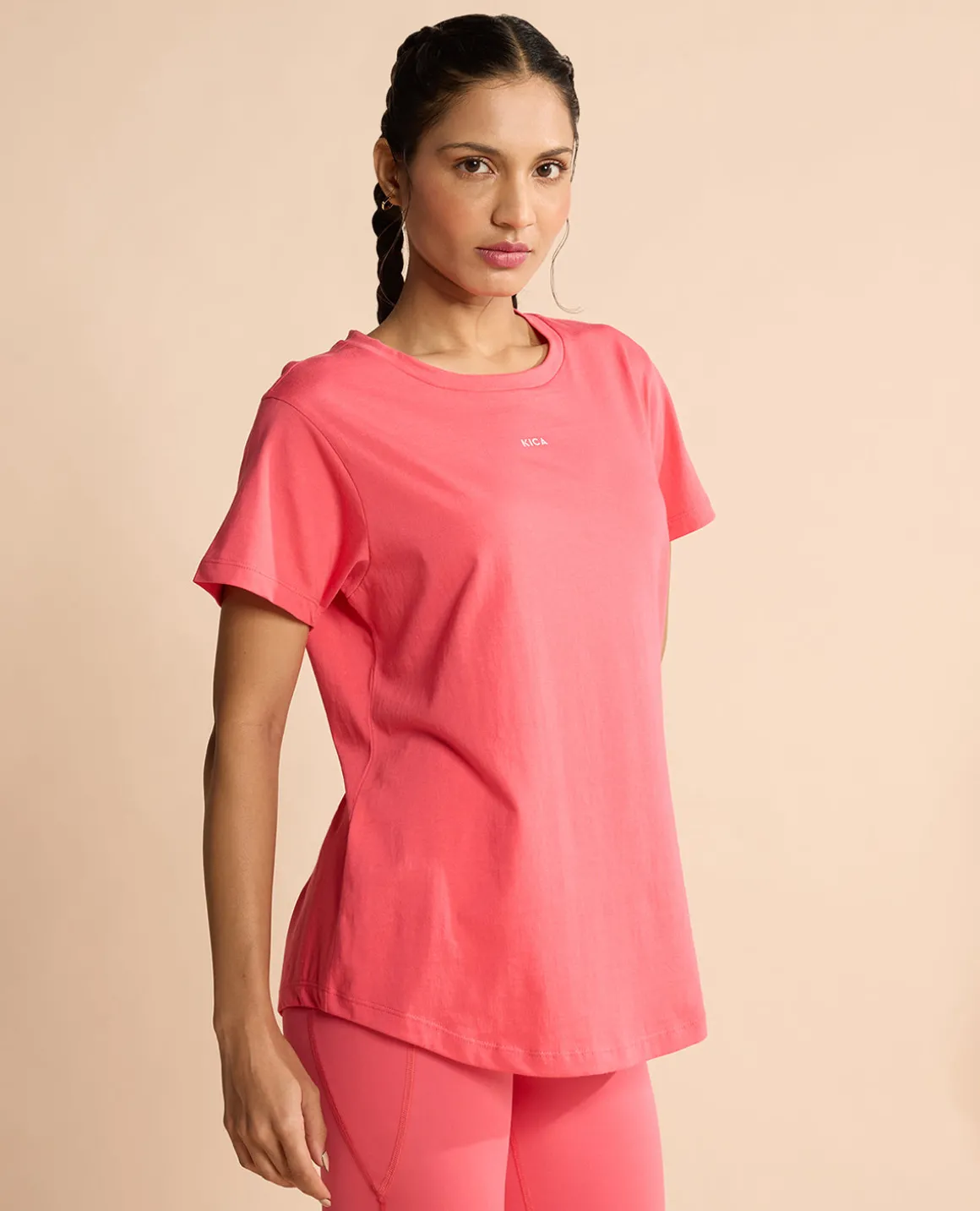 Women Solid Cotton Essential Hip Covering Top Apple